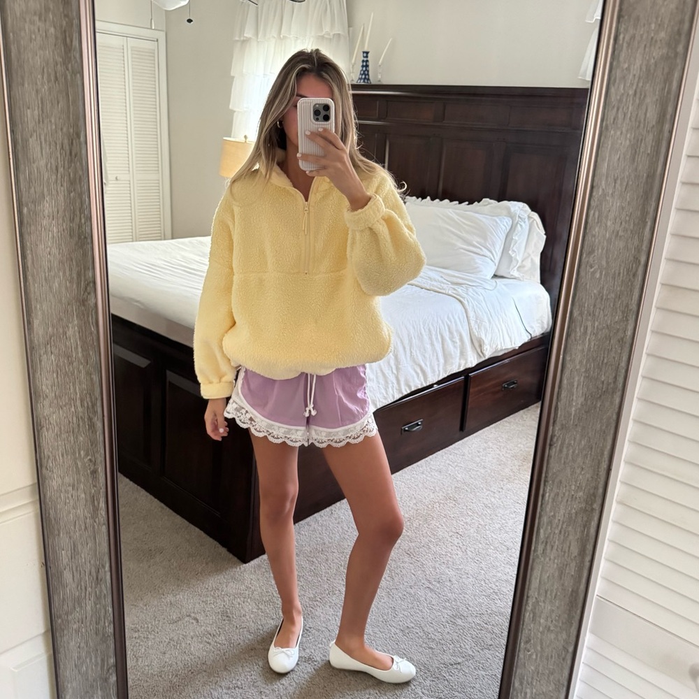 Daily Practice Long Jump Lace-Trim Drawstring Shorts